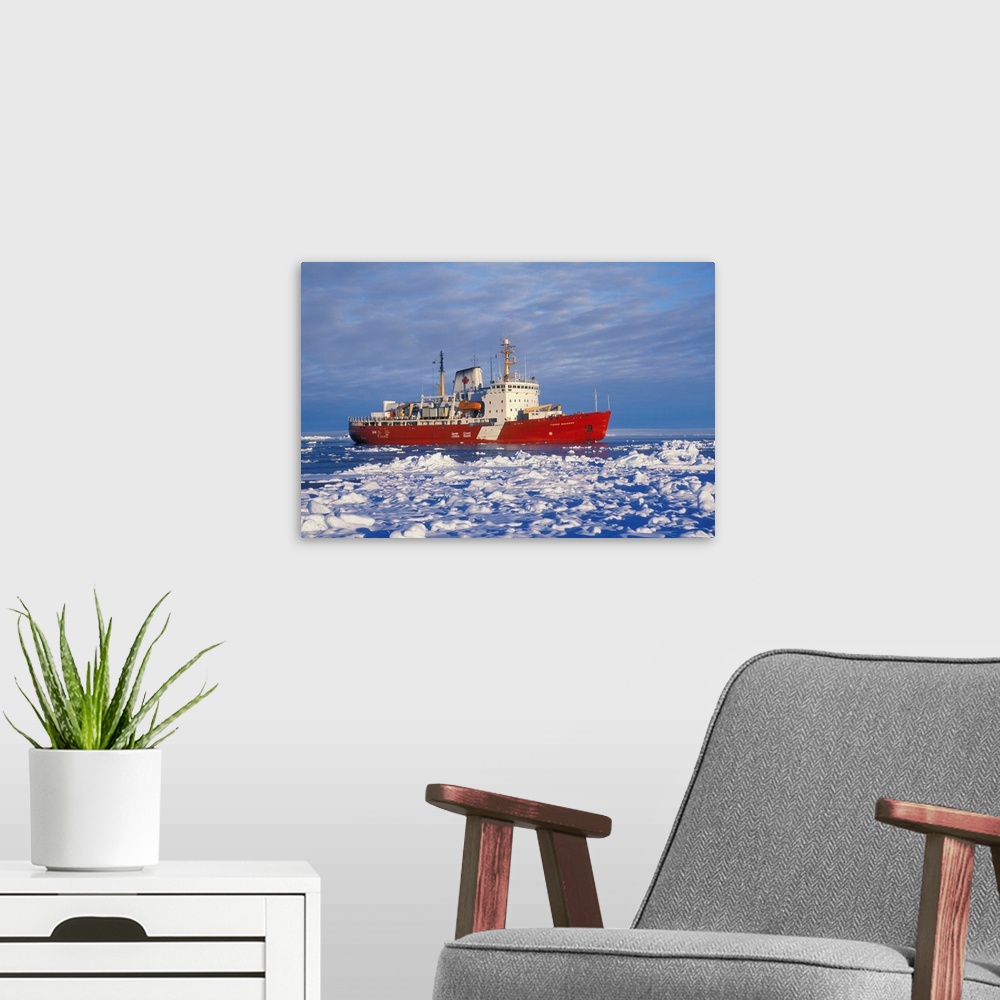 A modern room featuring Canadian Coast Guard Icebreaker, In The Sea Between Ellesmere Island And Greenland