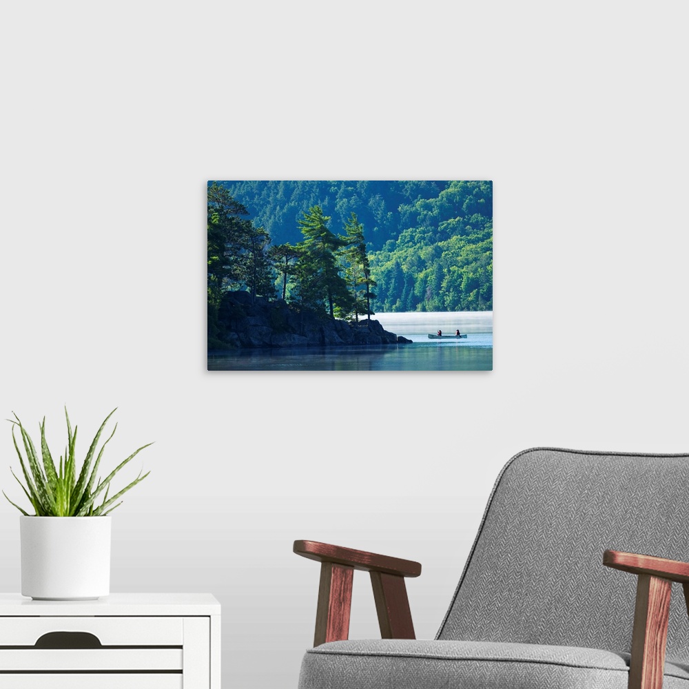 A modern room featuring Canoeing On Lake Of Two Rivers, Algonquin Provincial Park, Ontario, Canada