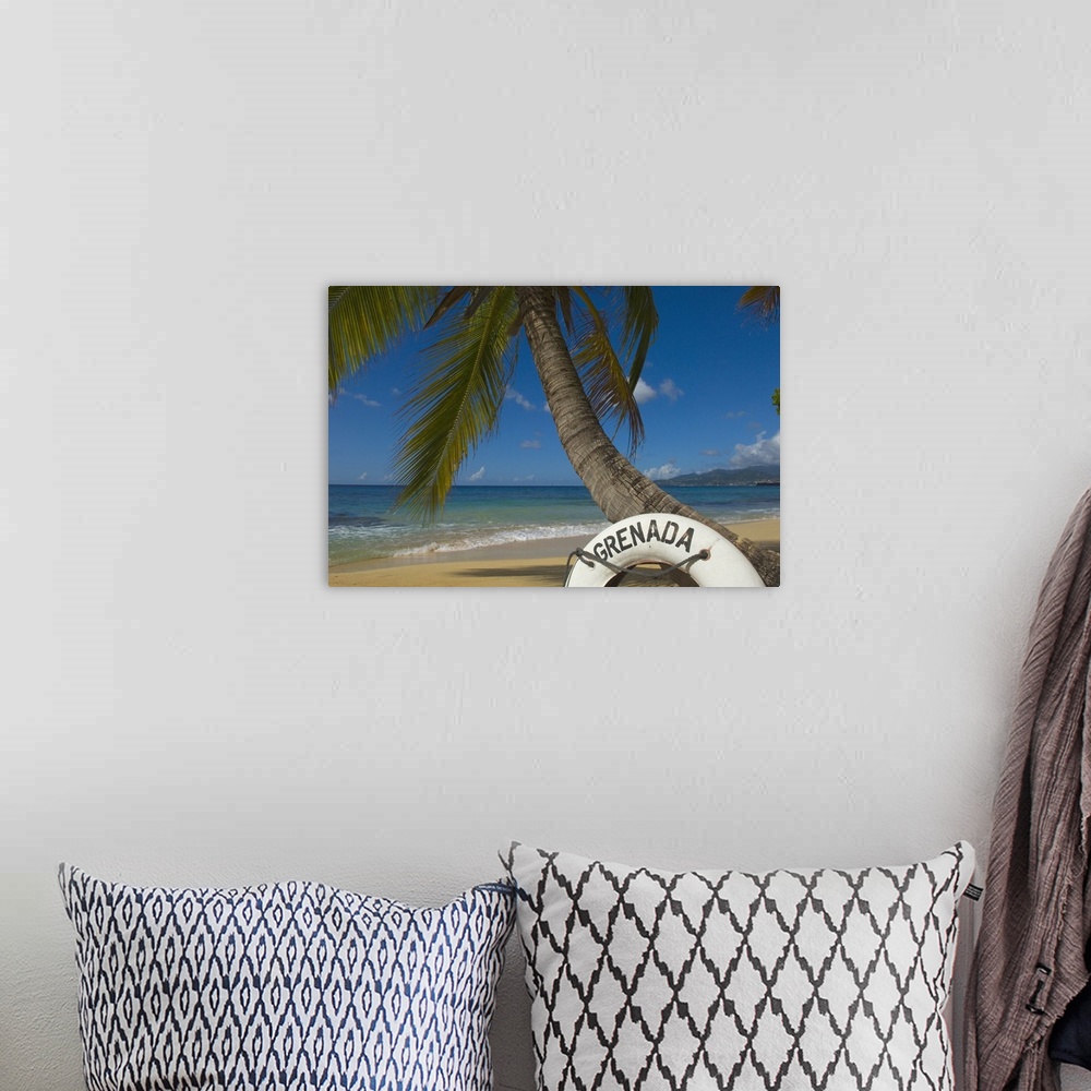 A bohemian room featuring Caribbean, Grenada, Life buoy with Grenada written on it, Magazine Beach