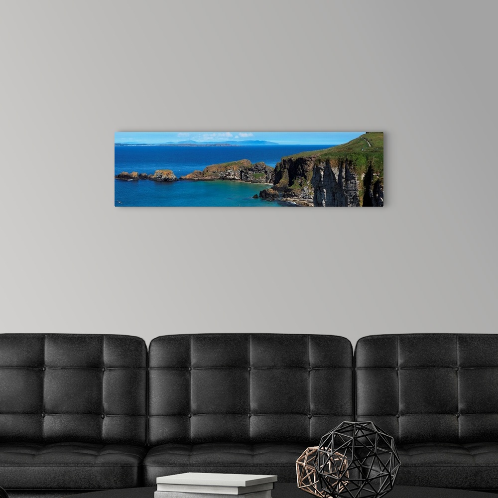 A modern room featuring Carrick-A-Rede Rope Bridge In The Distance, Ballintoy, County Antrim, Northern Ireland