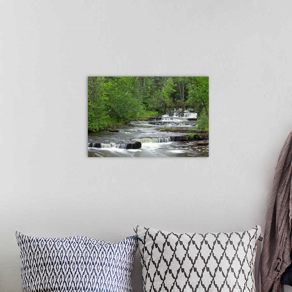 A bohemian room featuring Cascading Falls Along A Creek; Thunder Bay, Ontario, Canada