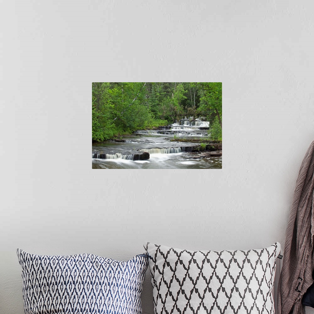 A bohemian room featuring Cascading Falls Along A Creek; Thunder Bay, Ontario, Canada