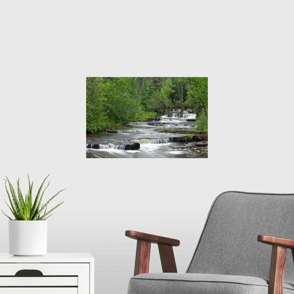 A modern room featuring Cascading Falls Along A Creek; Thunder Bay, Ontario, Canada