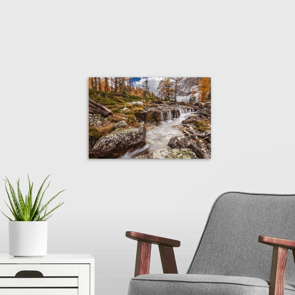 A modern room featuring Cascading River And Waterfalls, Yoho National Park, British Columbia, Canada