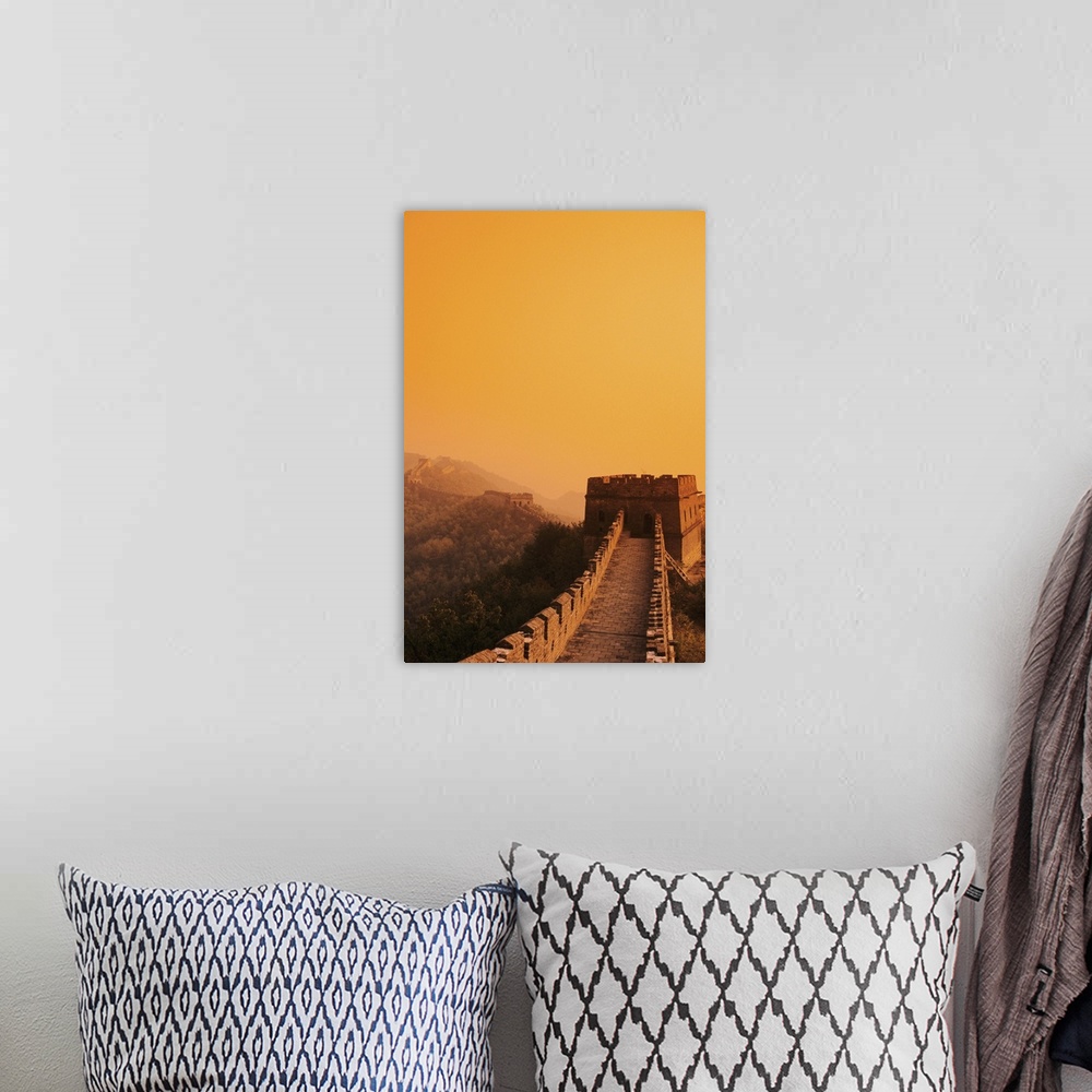 A bohemian room featuring China, Mu Tian Yu, The Great Wall Of China, Bright Orange Misty Sky