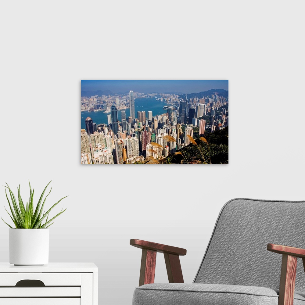 A modern room featuring Cityscape With Harbour; Hong Kong, China