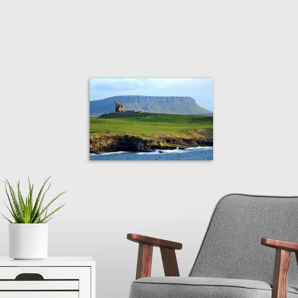 A modern room featuring Classiebawn Castle With Ben Bulben In The Distance, Mullaghmore, County Sligo, Ireland
