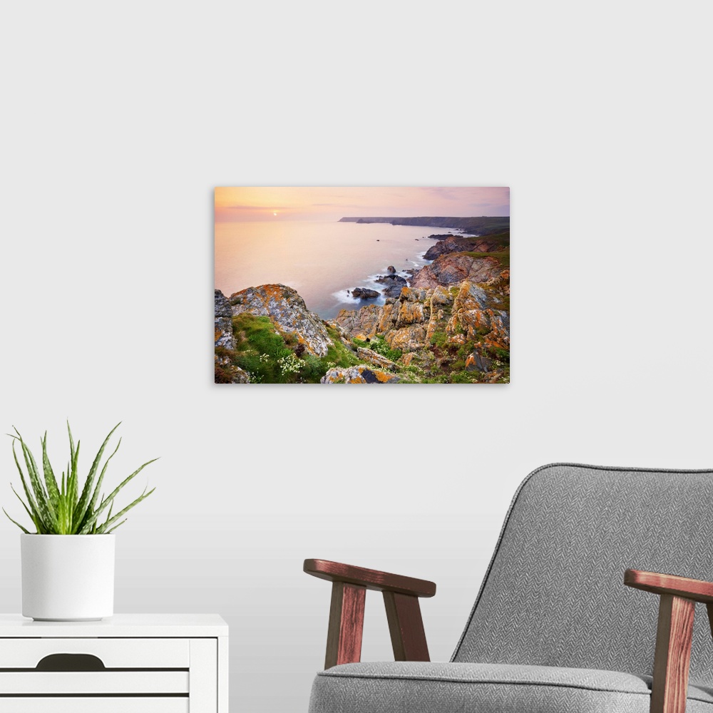 A modern room featuring Cliffs and Rugged Coastline of Lizard Point, Lizard Peninsula, Cornwall, England