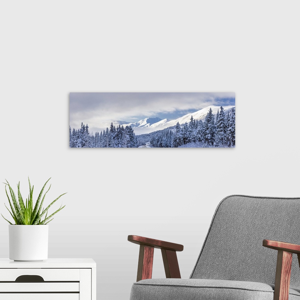 A modern room featuring Clouds Clearing Over Seward Highway From The Kenai Mountains, Alaska