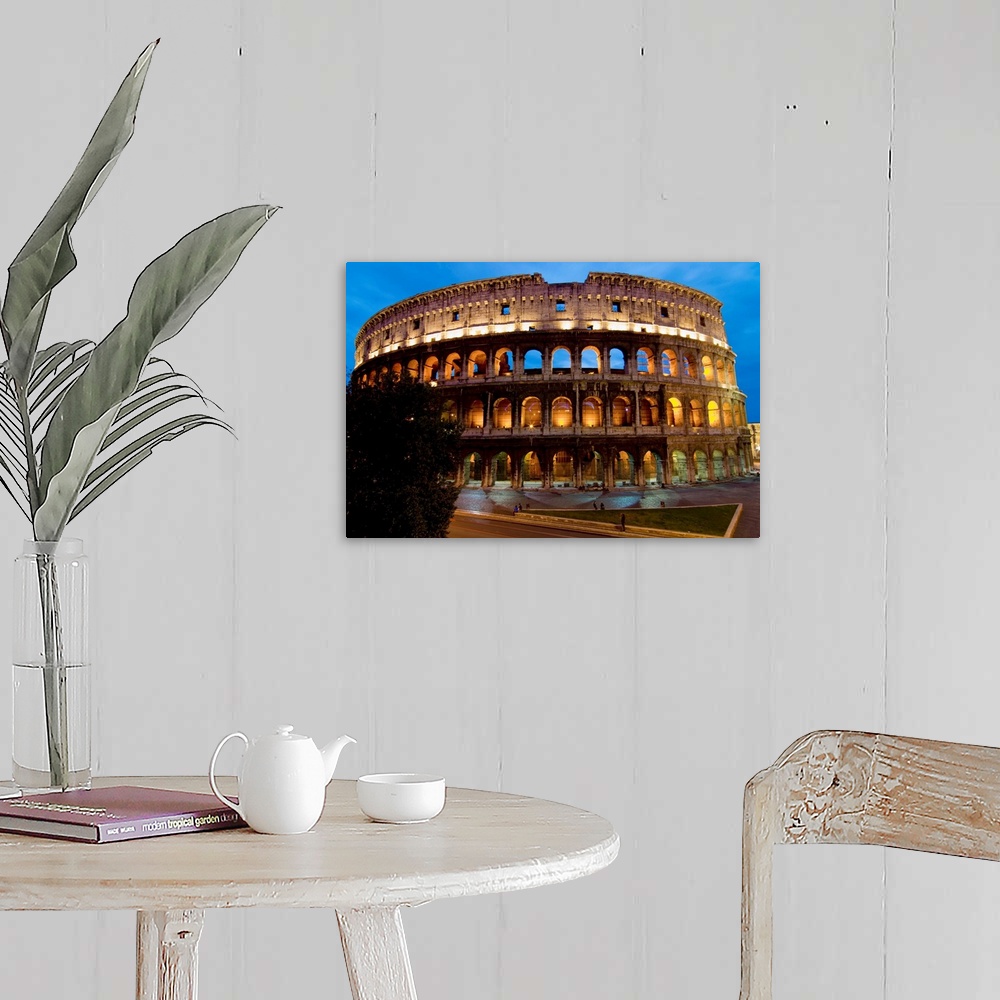 A farmhouse room featuring Colosseum At Dusk; Europe, Italy, Rome