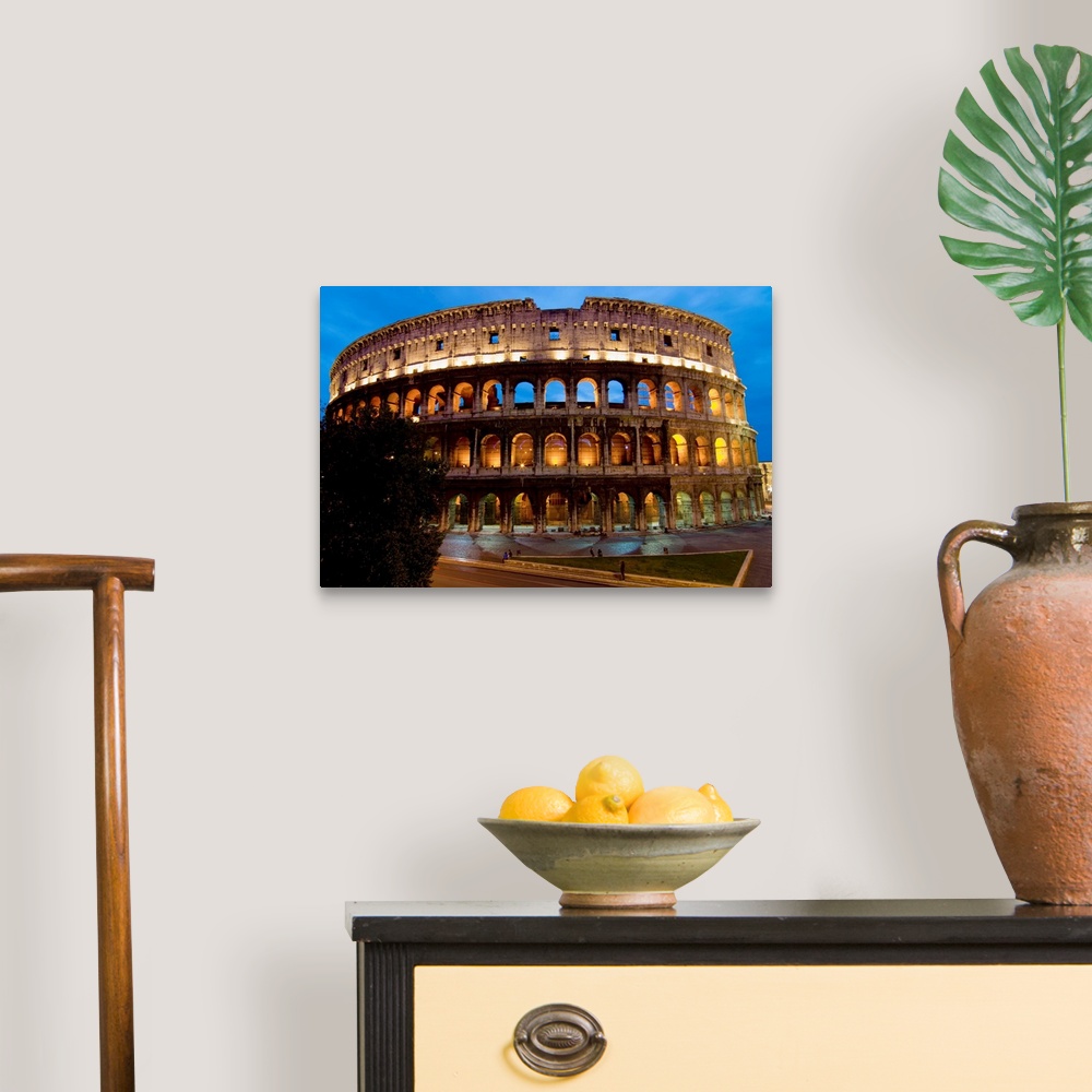 A traditional room featuring Colosseum At Dusk; Europe, Italy, Rome