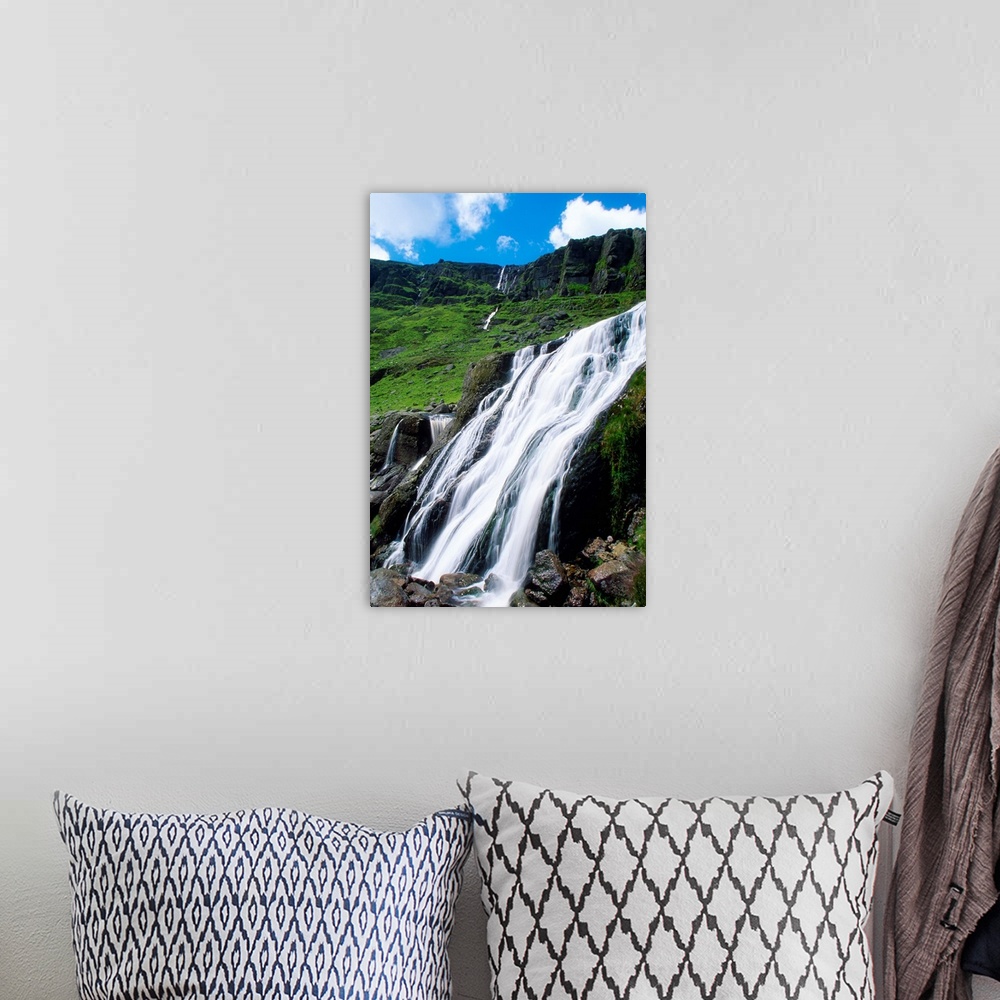 A bohemian room featuring Comeragh Mountains, County Waterford, Ireland; Mountain Waterfall