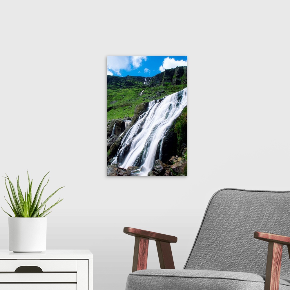 A modern room featuring Comeragh Mountains, County Waterford, Ireland; Mountain Waterfall