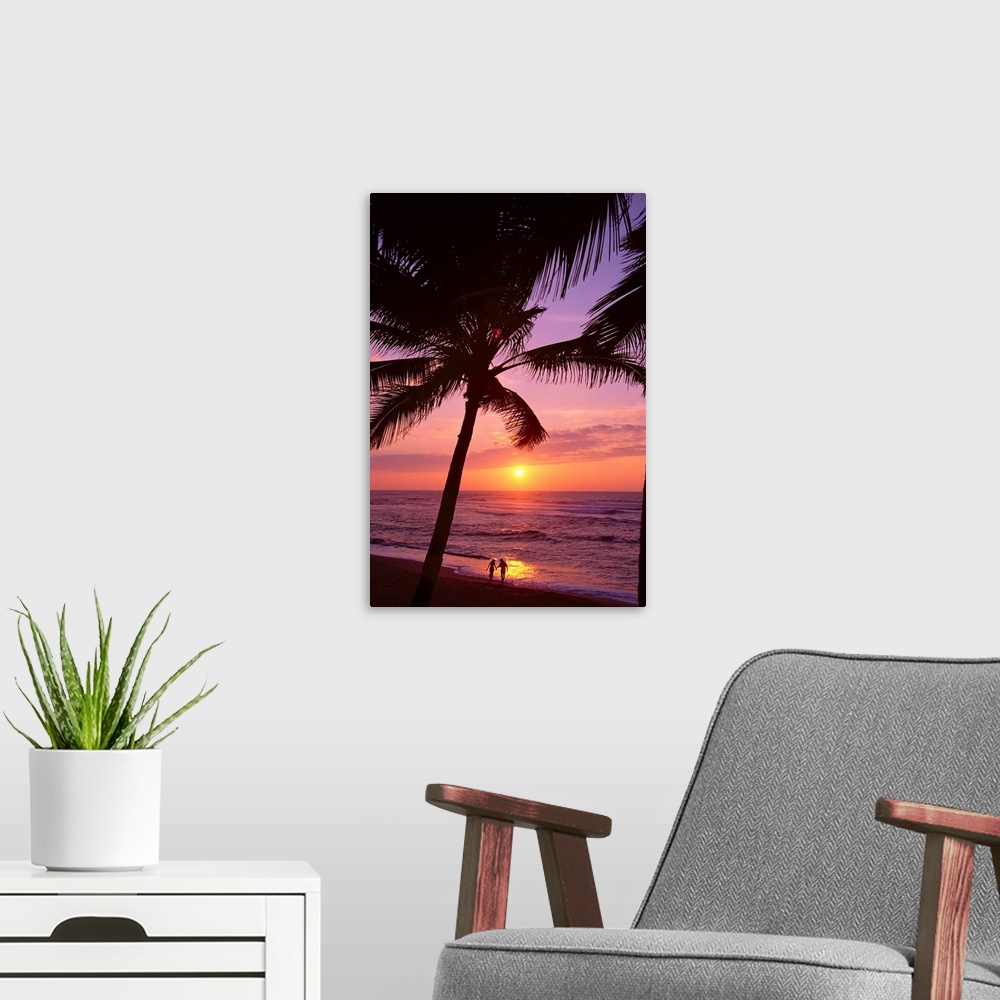 A modern room featuring Couple On Beach At Sunset