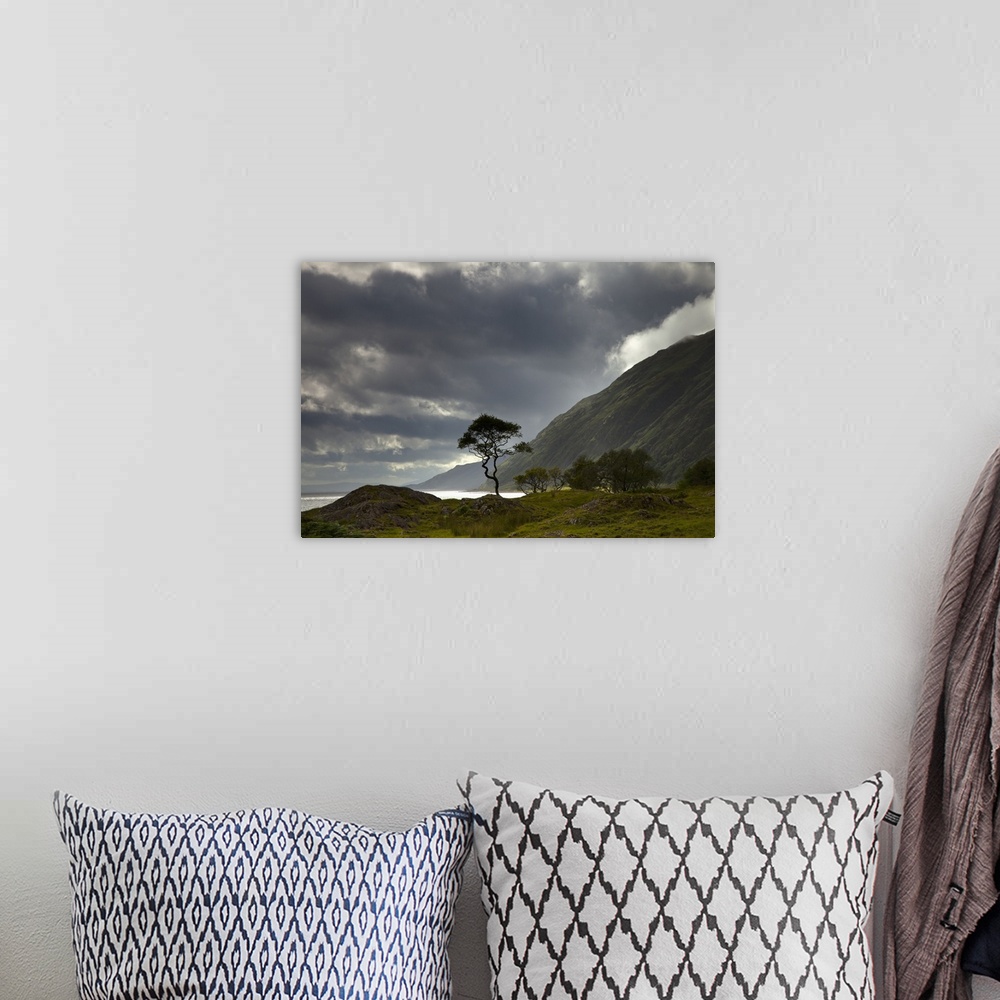 A bohemian room featuring Dark Clouds Over A Landscape Along The Coast; Ardnamurchan, Argyll, Scotland