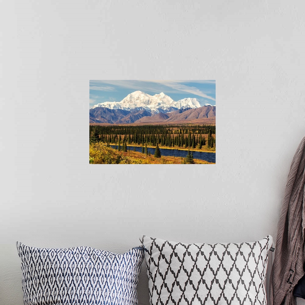 A bohemian room featuring Denali, viewed from south of Cantwell, from the Parks Highway in Interior Alaska, Alaska, United ...