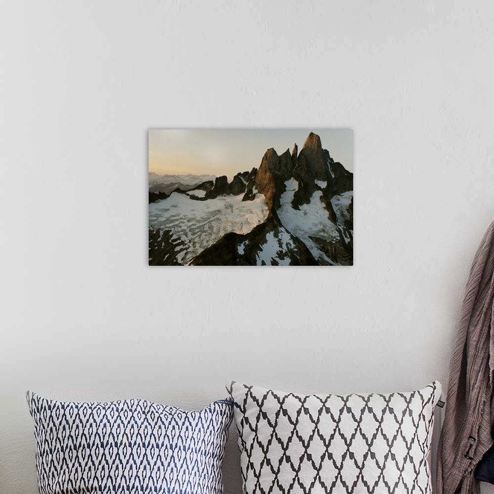 A bohemian room featuring Devils Thumb stands distinctively higher than other granite peaks in Stikine Icefield. Cloaked wi...