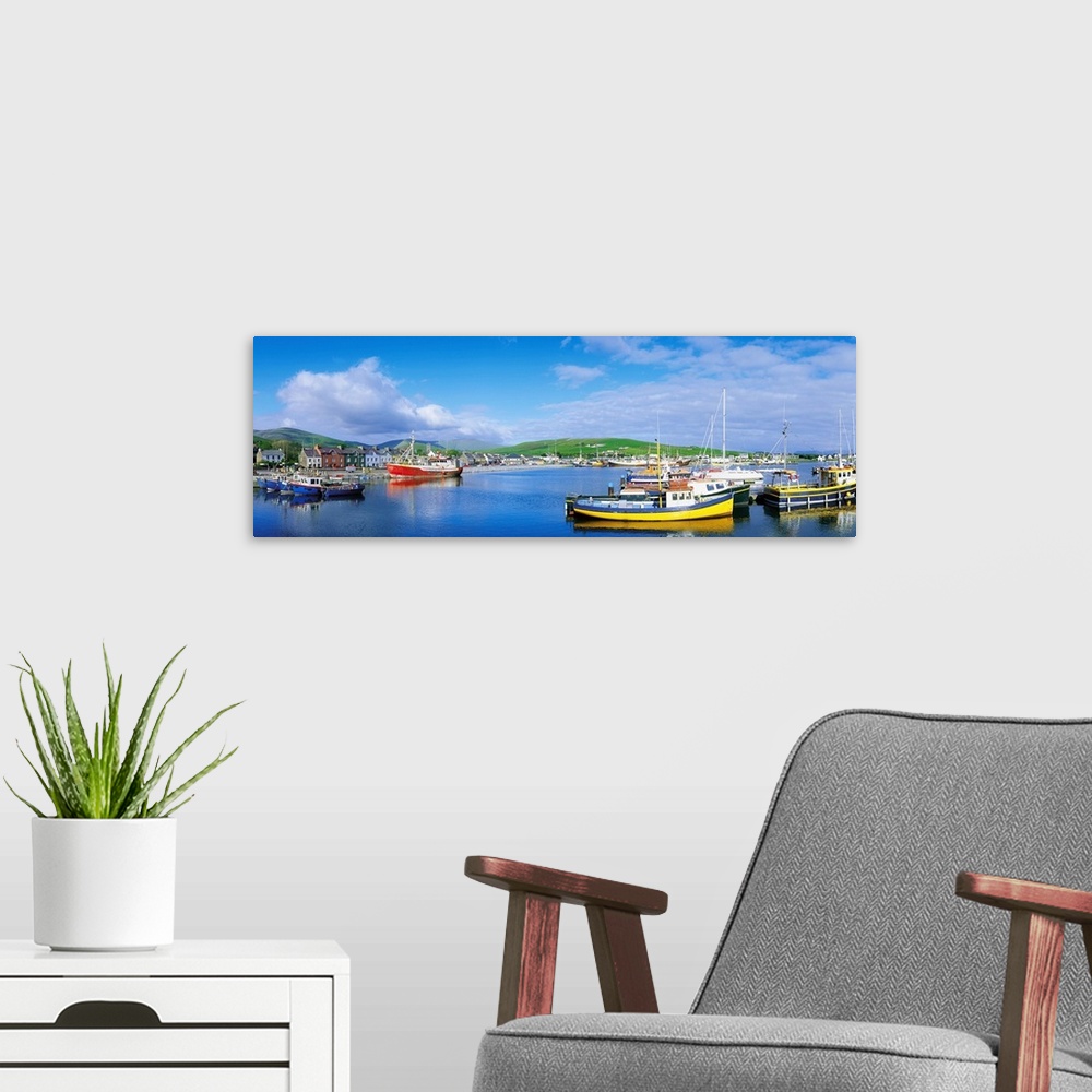 A modern room featuring Dingle, Dingle Peninsula, Co Kerry, Ireland, Fishing Boast In A Harbour
