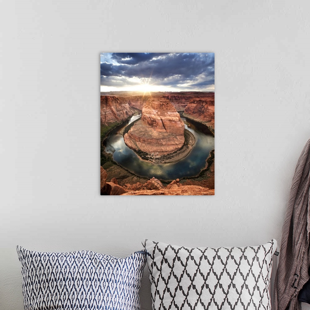 A bohemian room featuring Dramatic sunset at Horseshoe Bend; Page, Arizona, United States of America