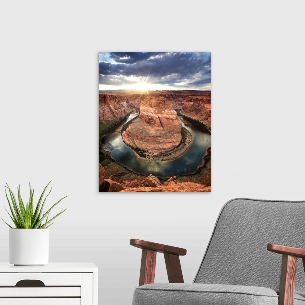 A modern room featuring Dramatic sunset at Horseshoe Bend; Page, Arizona, United States of America