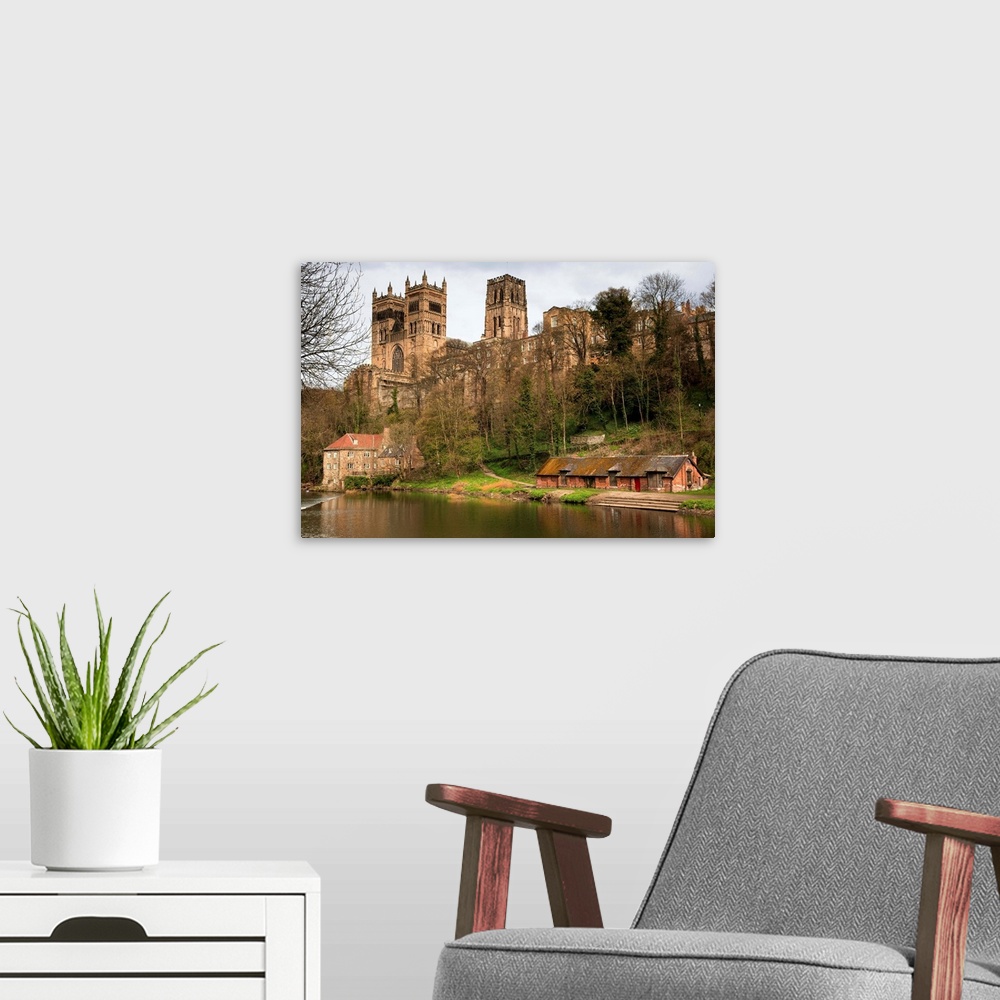 A modern room featuring Durham Cathedral. Durham, England.