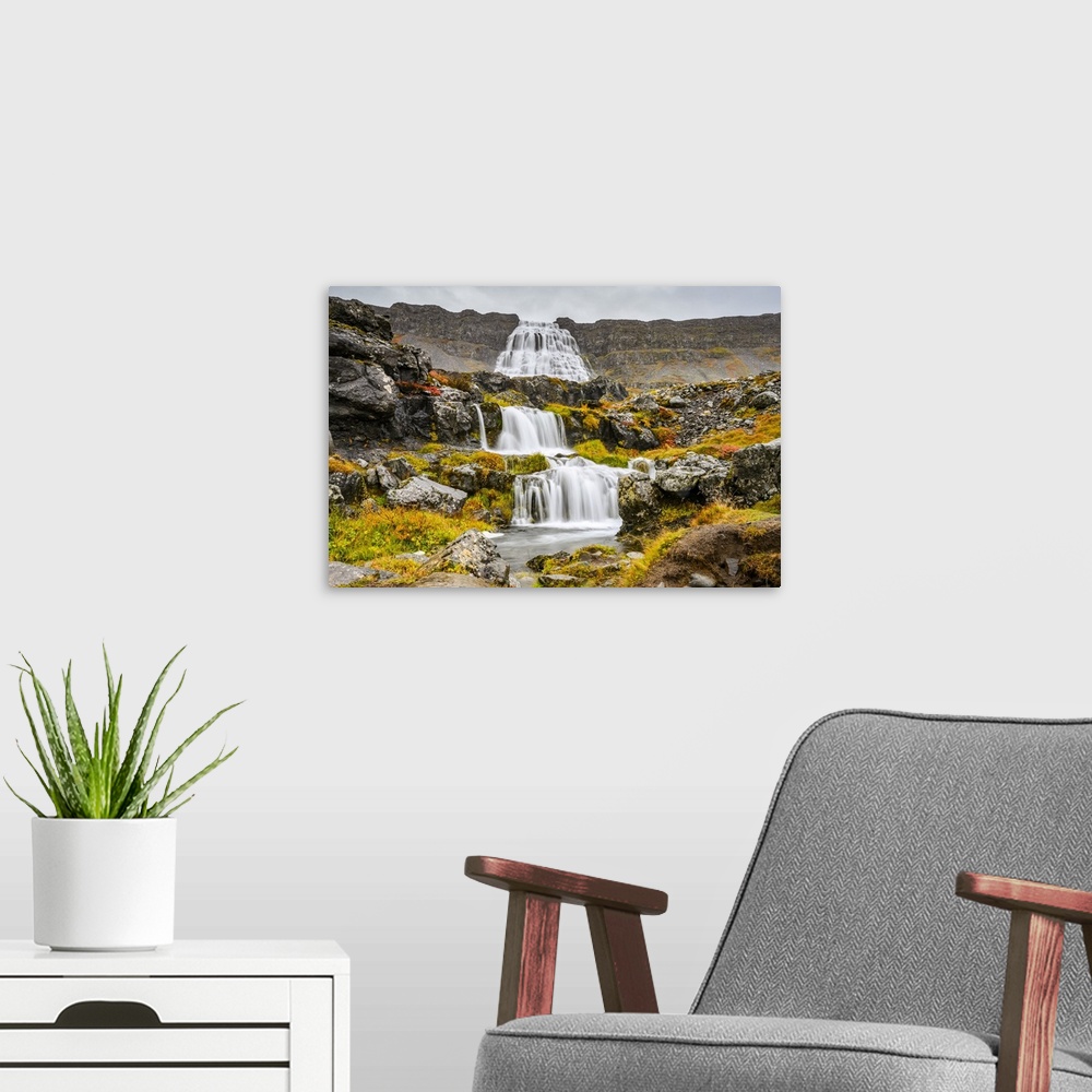A modern room featuring Dynjandi (also known as Fjallfoss) is a series of waterfalls located in the Westfjords, Iceland. ...