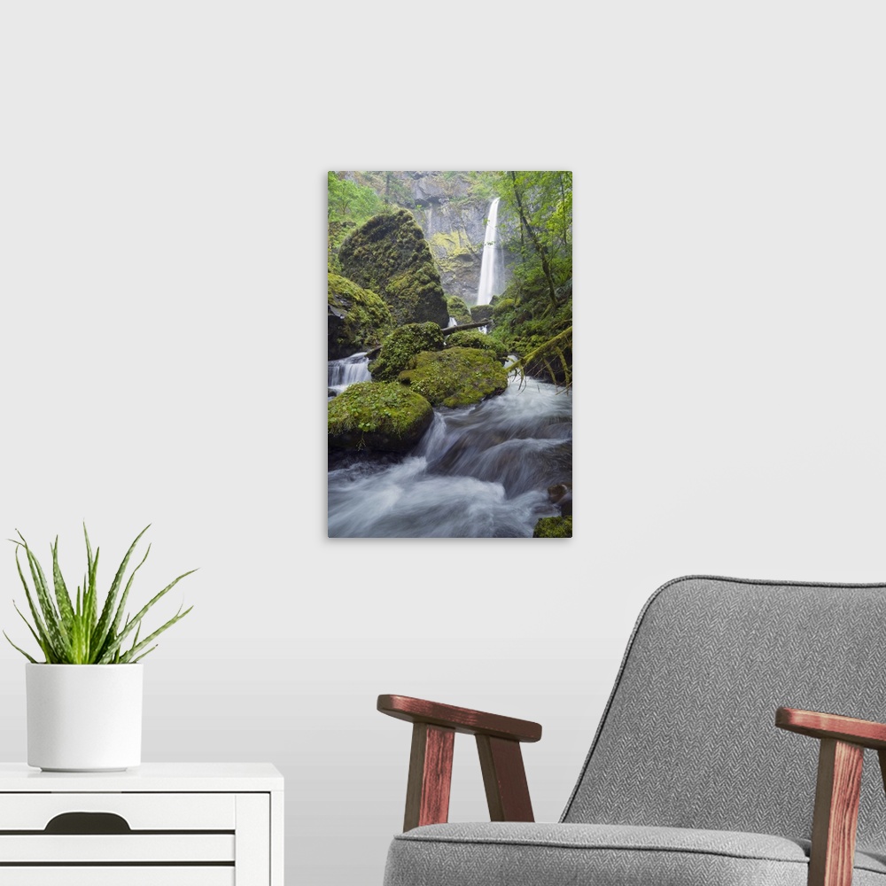 A modern room featuring Elowah Falls, Columbia River Gorge, Oregon