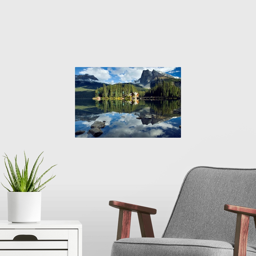 A modern room featuring Emerald Lake And Emerald Lake Lodge, Yoho National Park, British Columbia, Canada