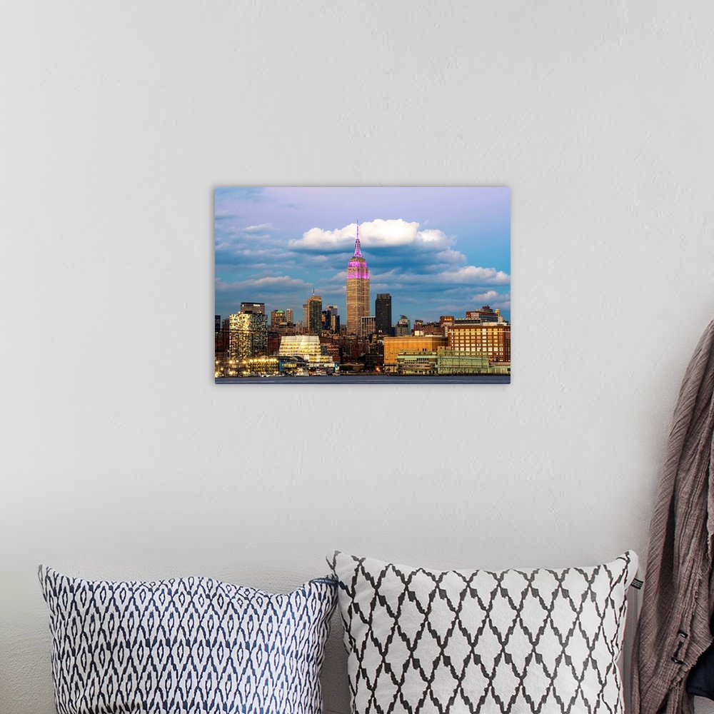 A bohemian room featuring Empire State Building at sunset with colour honouring the Cupus Foundation of America, New York C...