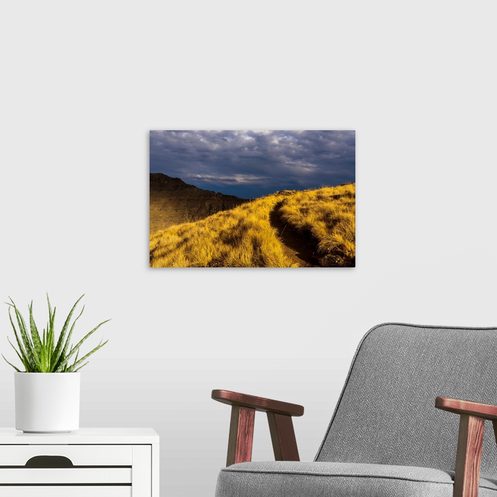 A modern room featuring Evening sun highlights Kiger Gorge at Steens Mountain, Frenchglen, Oregon, United States of America.