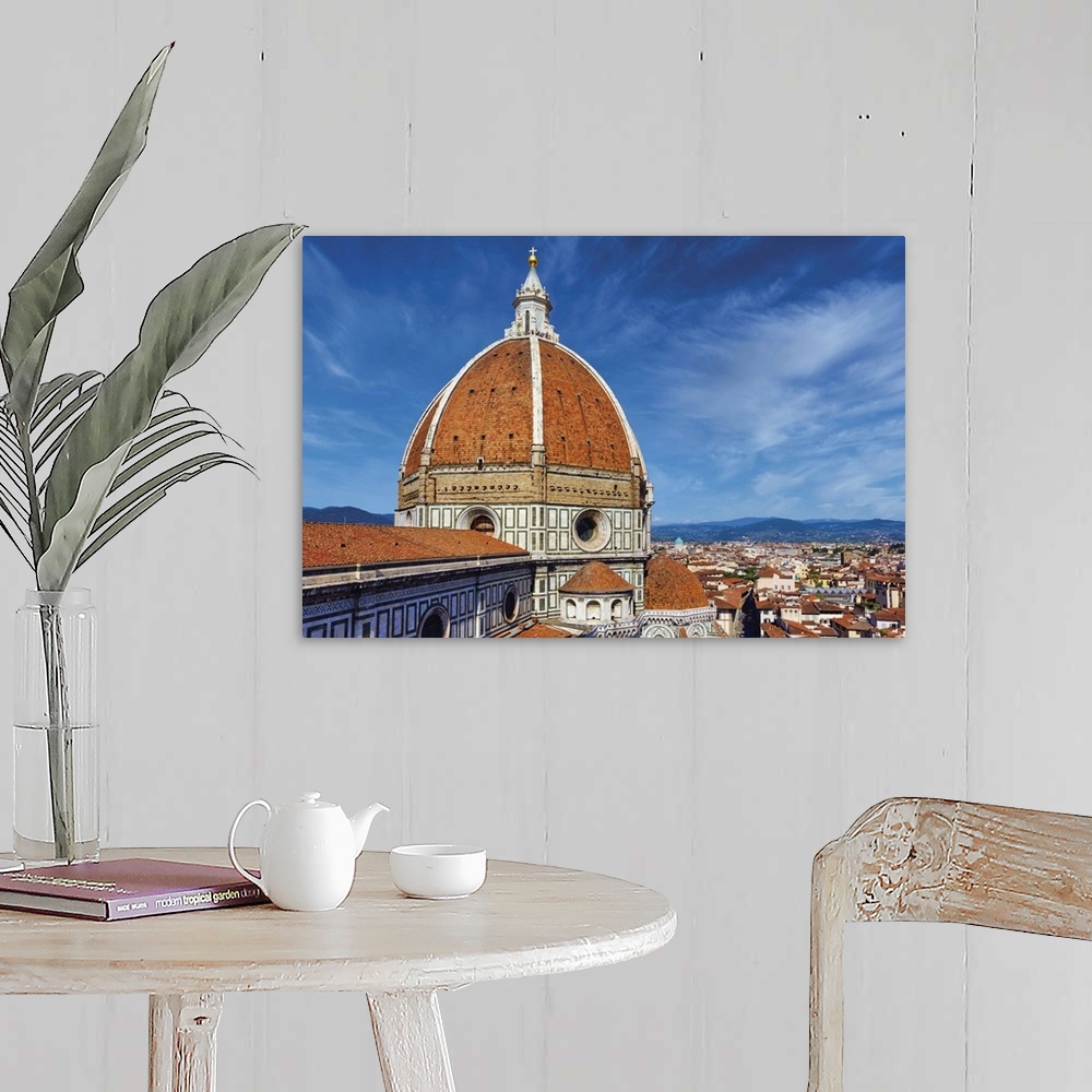 A farmhouse room featuring Florence, Tuscany, Italy. Filippo Brunelleschi's Dome of the Duomo, or cathedral. Basilica di San...