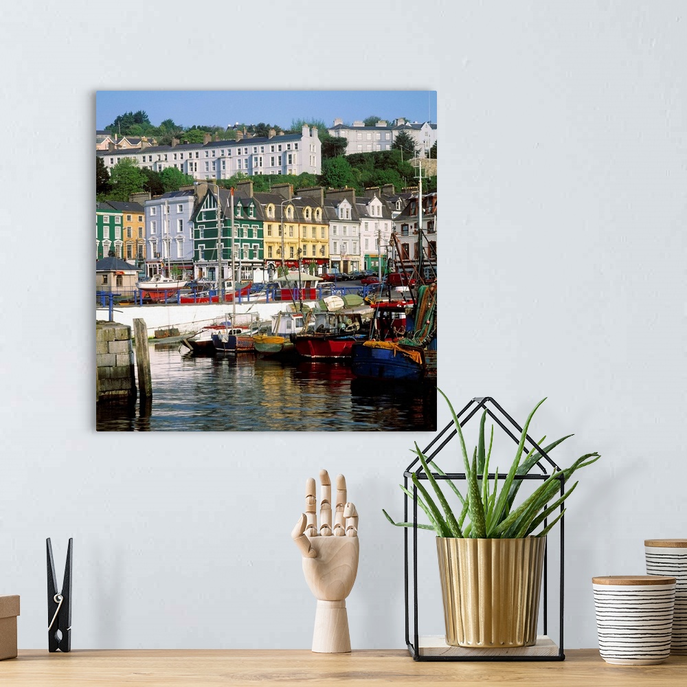 A bohemian room featuring Fishing Boats Moored At A Harbor, Cobh, County Cork, Republic Of Ireland