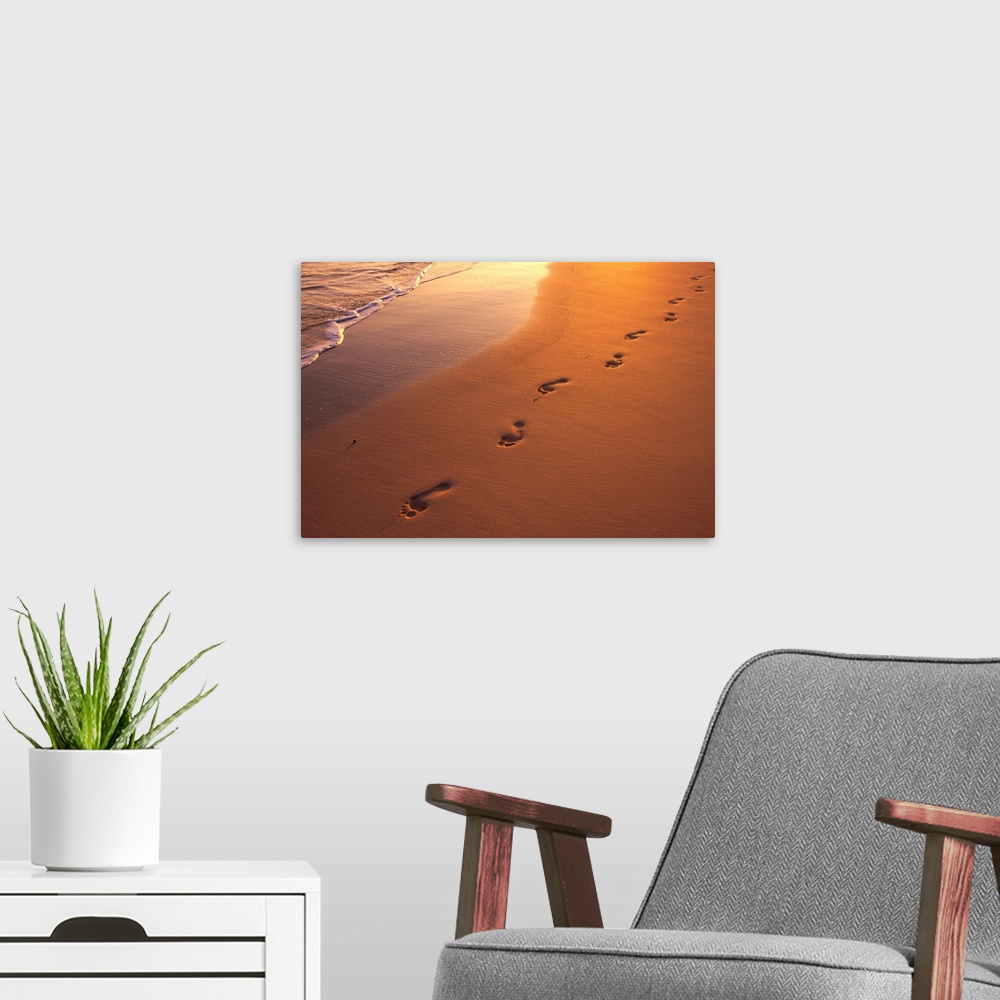 A modern room featuring Footprints In Sand At Sunset