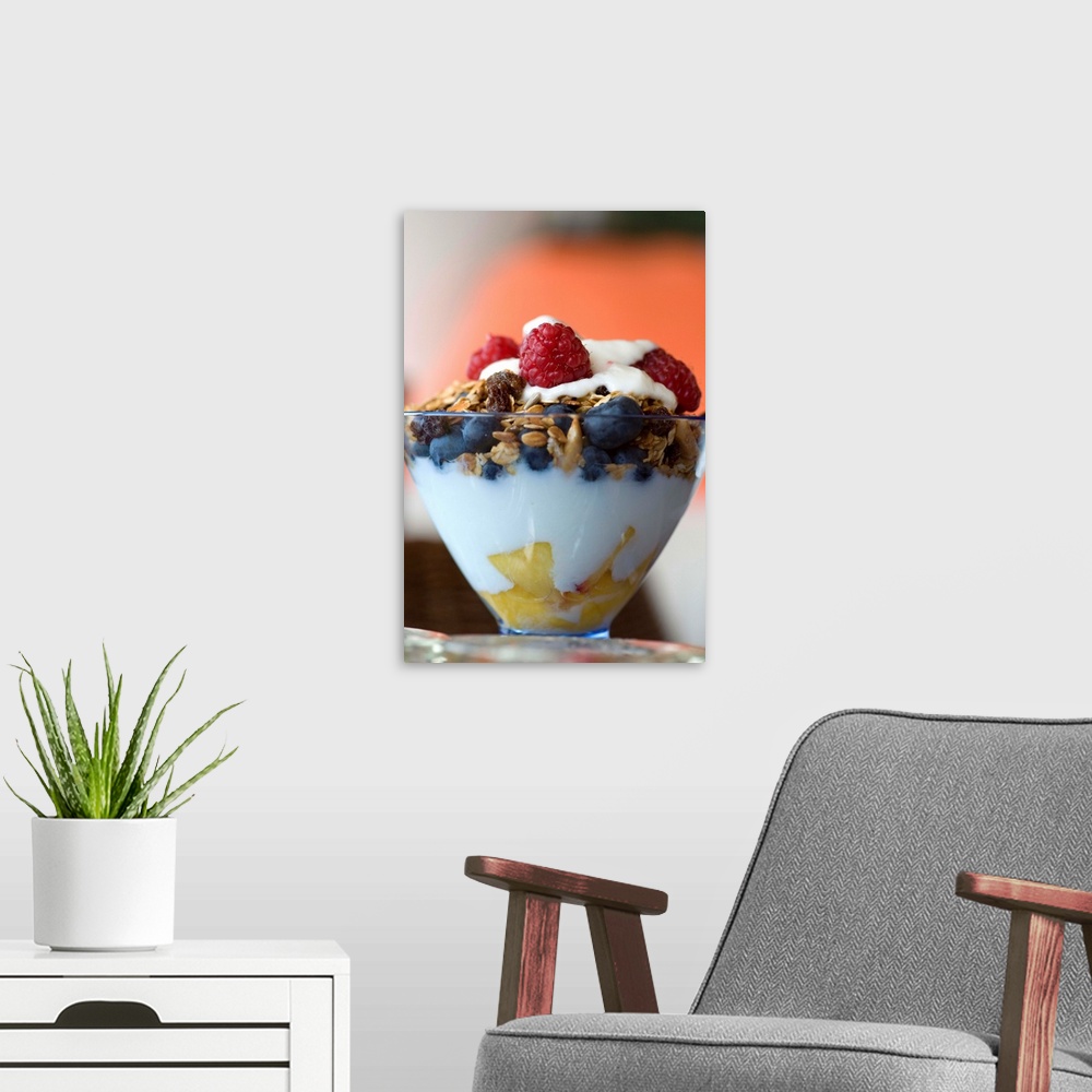 A modern room featuring Fruit And Granola In Yogurt