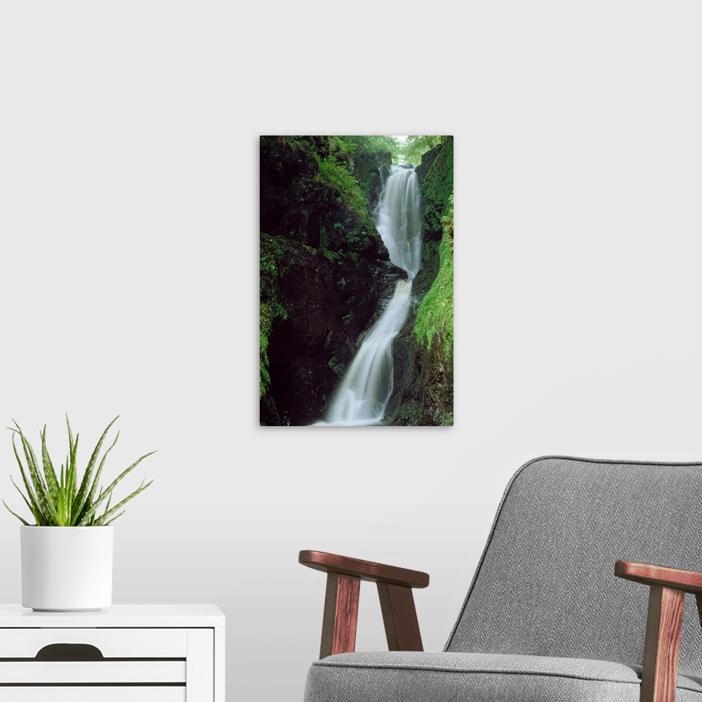 A modern room featuring Glenariff Falls, Glens Of Antrim, Co Antrim, Ireland; Flowing Waterfall