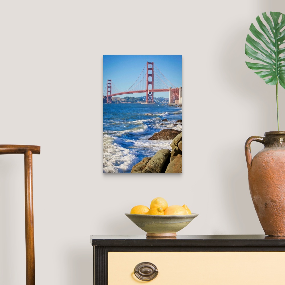 A traditional room featuring Golden Gate Bridge From Baker Beach; San Francisco California United States Of America
