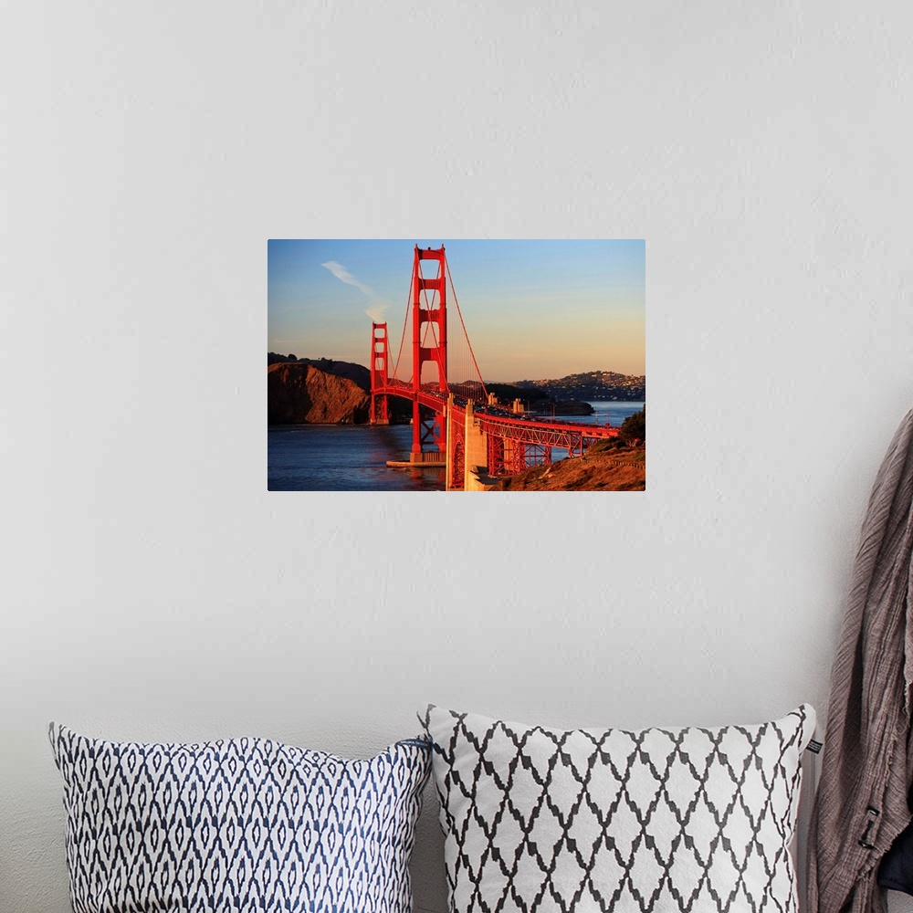 A bohemian room featuring Golden Gate Bridge; San Francisco, California, USA