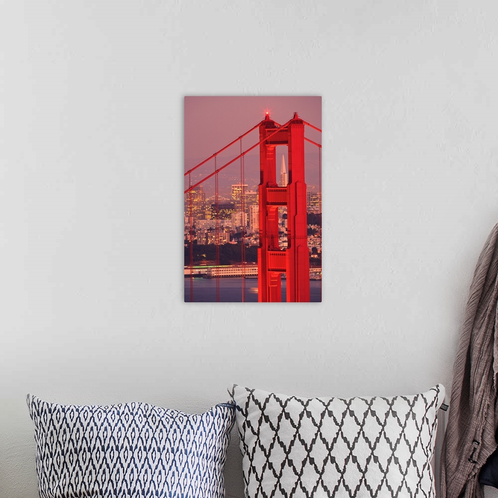 A bohemian room featuring Golden Gate Bridge With City Of San Francisco, California Coast, USA