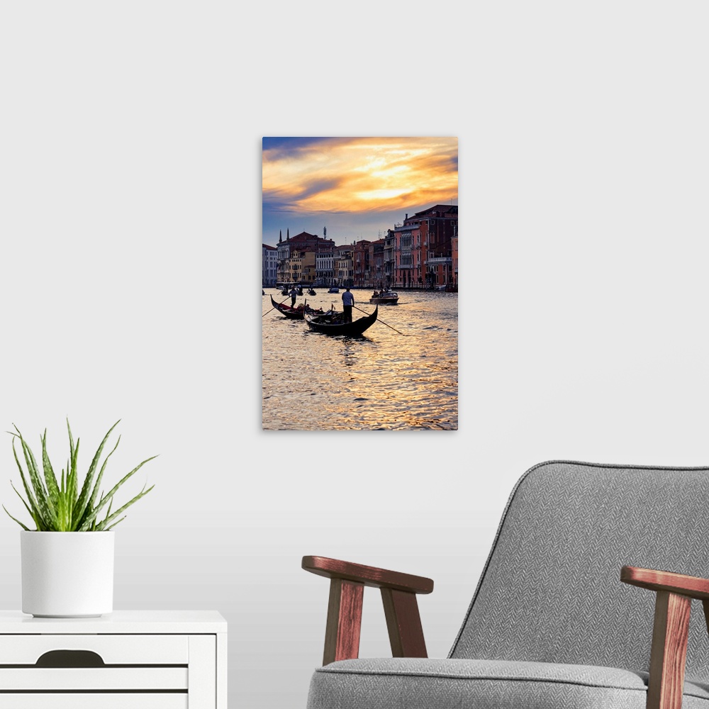 A modern room featuring Grand Canal At Sunset, Venice, Italy