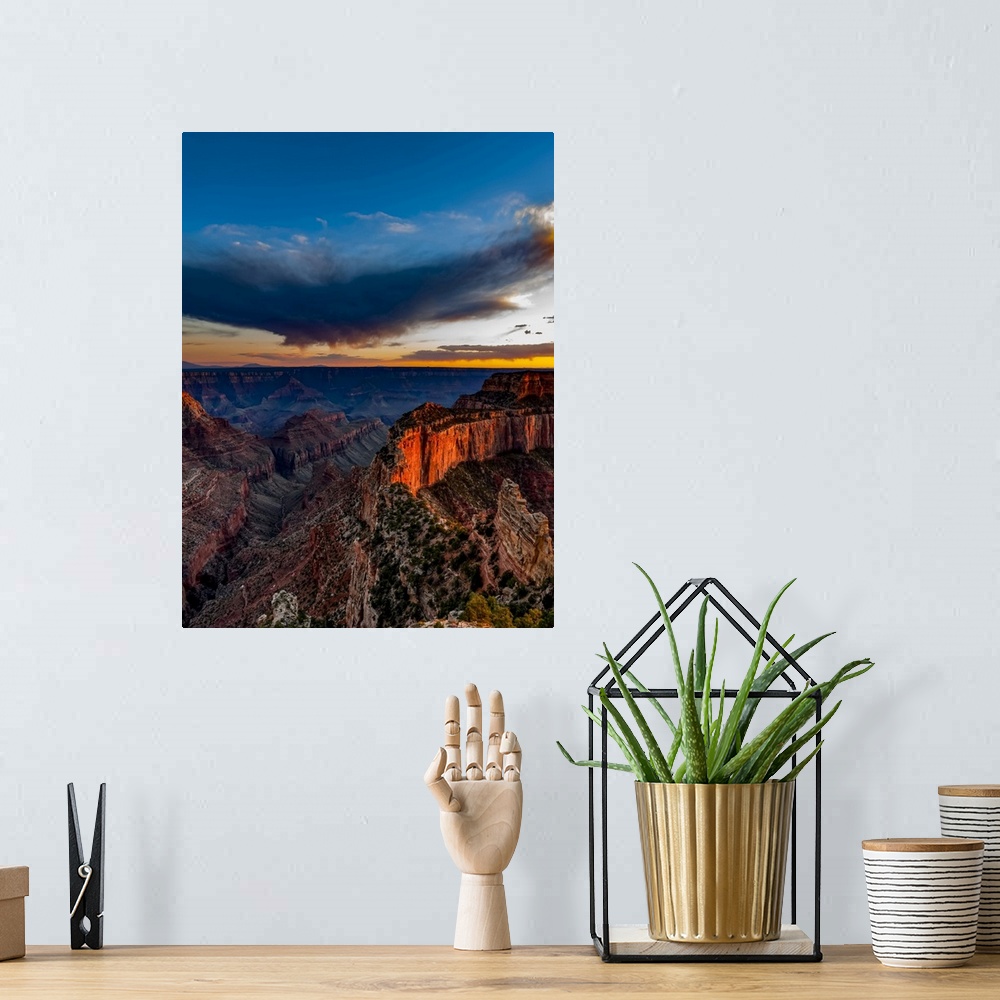 A bohemian room featuring Grand Canyon North Rim at sunset, Arizona, United States of America