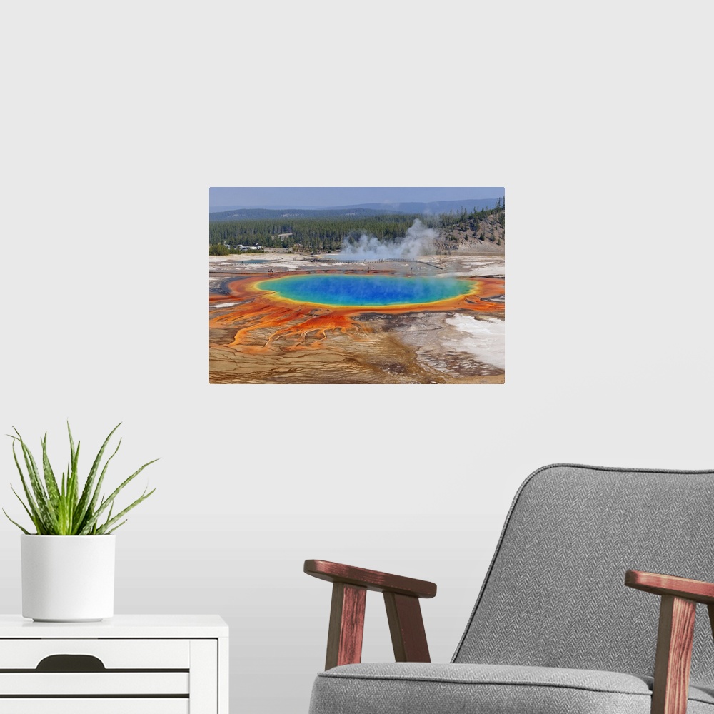 A modern room featuring Grand Prismatic Spring at Midway Geyser Basin, Yellowstone National Park, Teton County, Wyoming
