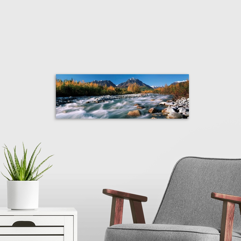 A modern room featuring Granite Creek In Autumn, Southcentral, Alaska