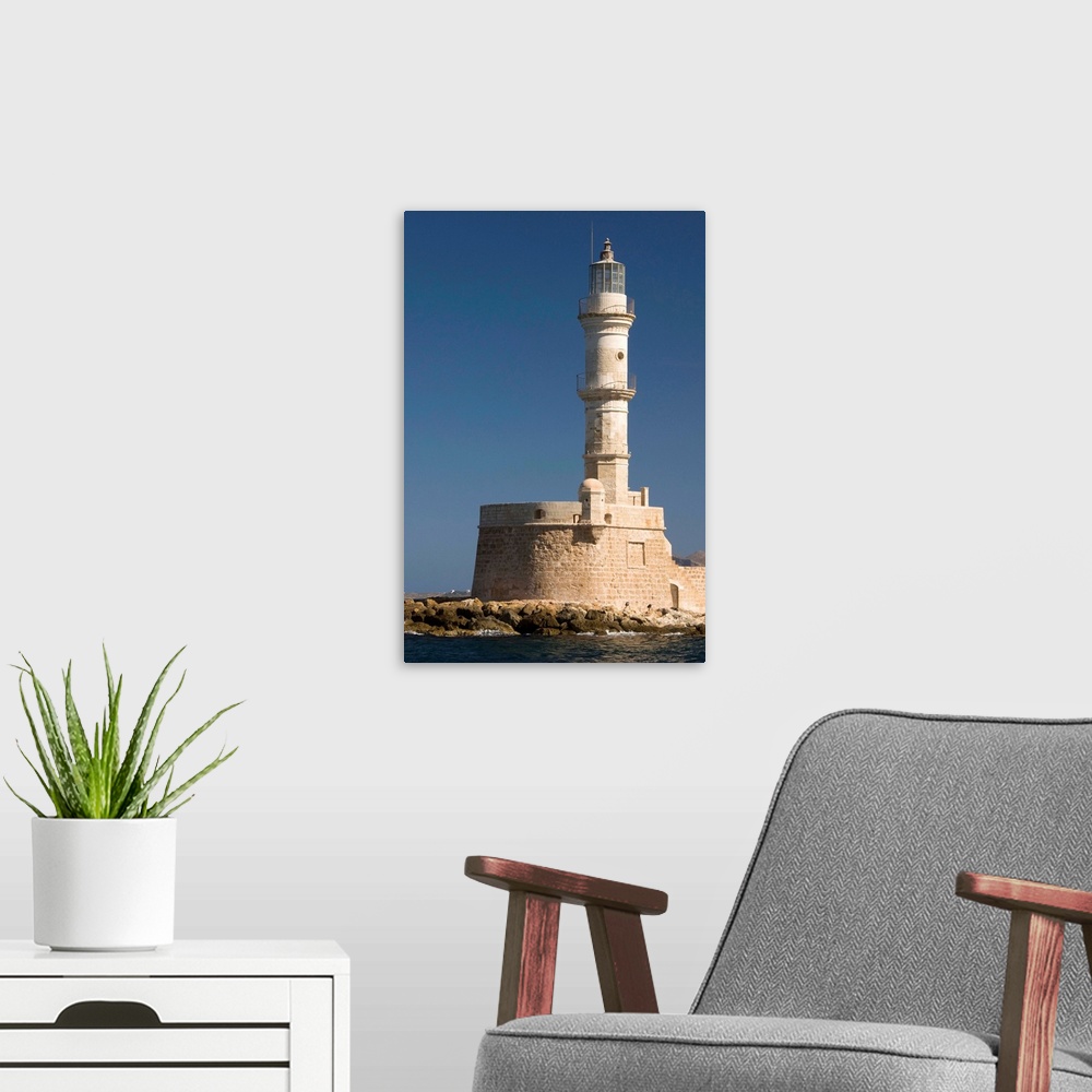 A modern room featuring Greece, Crete, Hania, Close Up Of An Old Lighthouse