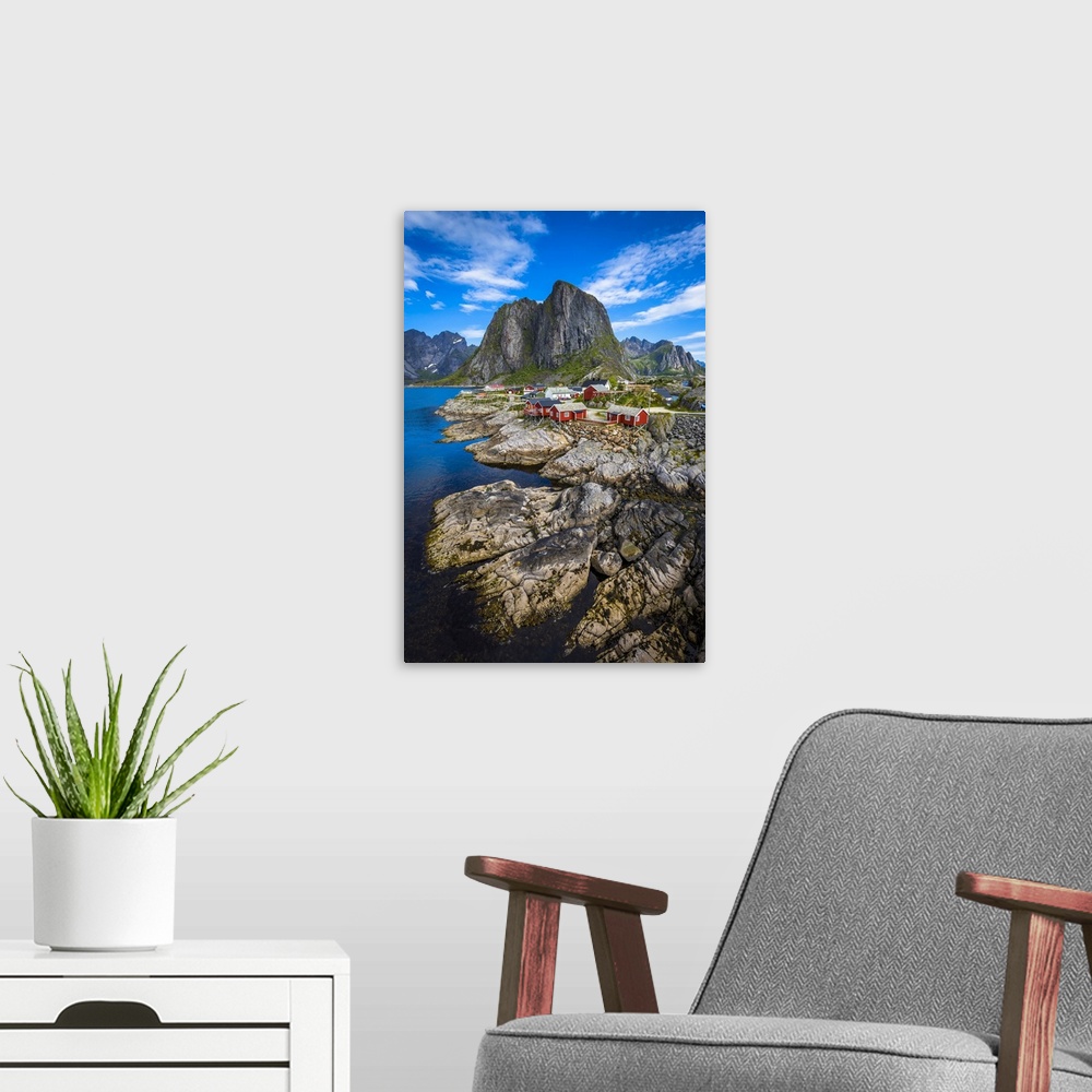 A modern room featuring Hamnoy, Moskenesoya, Lofoten Archipelago, Norway