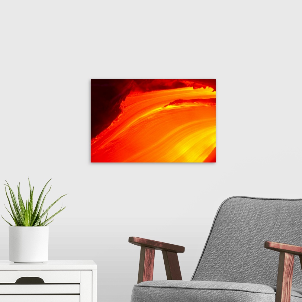 A modern room featuring Hawaii, Big Island, Close-Up Of Glowing Lava Flow, Volcano
