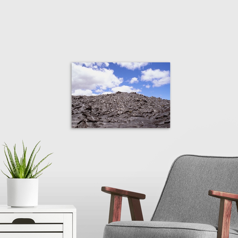 A modern room featuring Hawaii, Big Island, Saddle Road, Pahoehoe Lava Field, Blue Skies