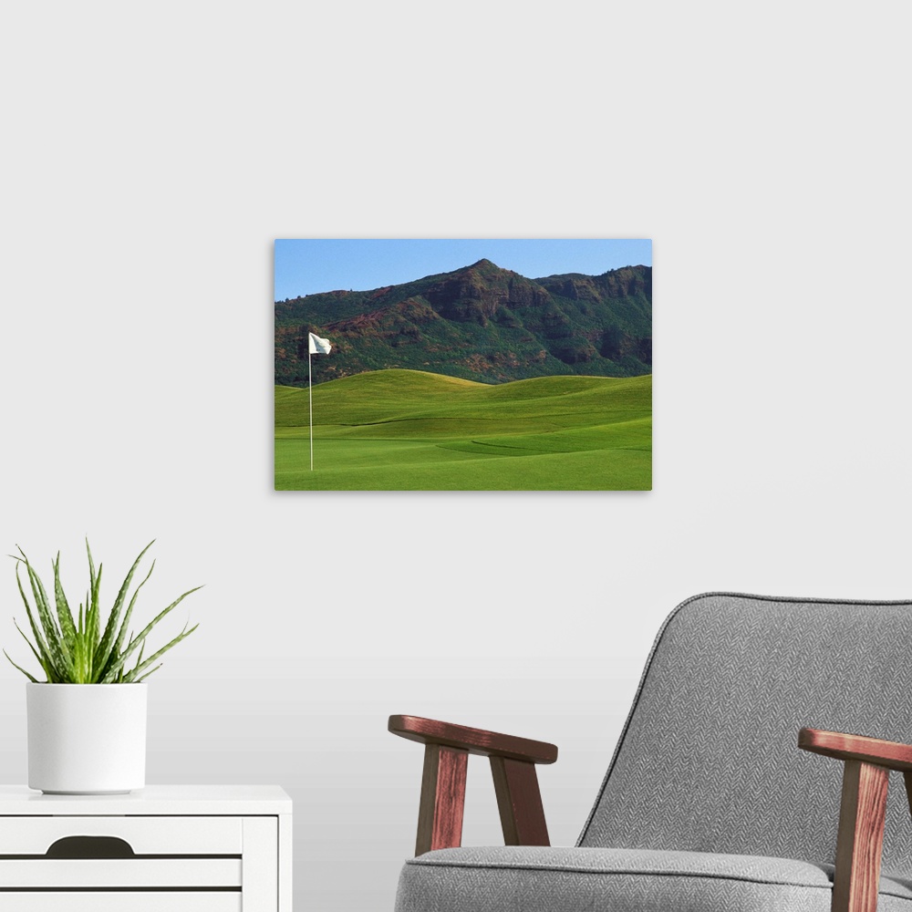 A modern room featuring Hawaii, Kauai, Kauai Marriott Golf Course Rolling Hills With Mountains