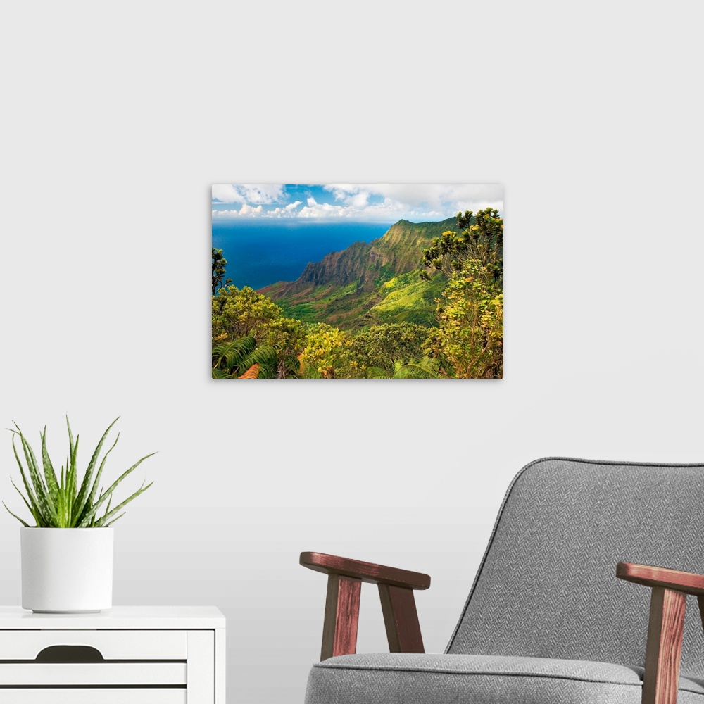 A modern room featuring Hawaii, Kauai, Na Pali Coast, Kalalau Valley, View From Kokee State Park