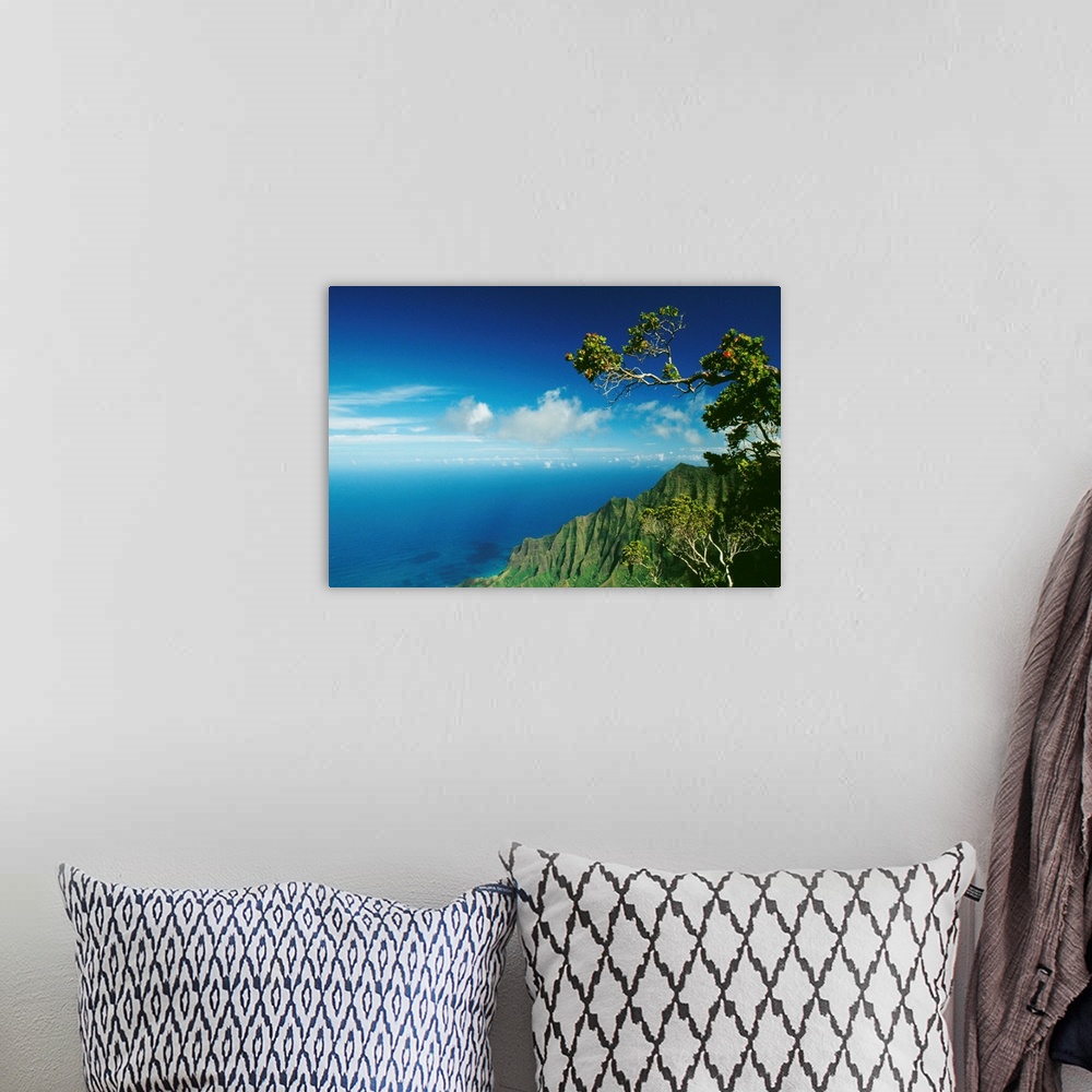 A bohemian room featuring Hawaii, Kauai, Napali Coast, Kalalau Valley Cliffs And Ocean