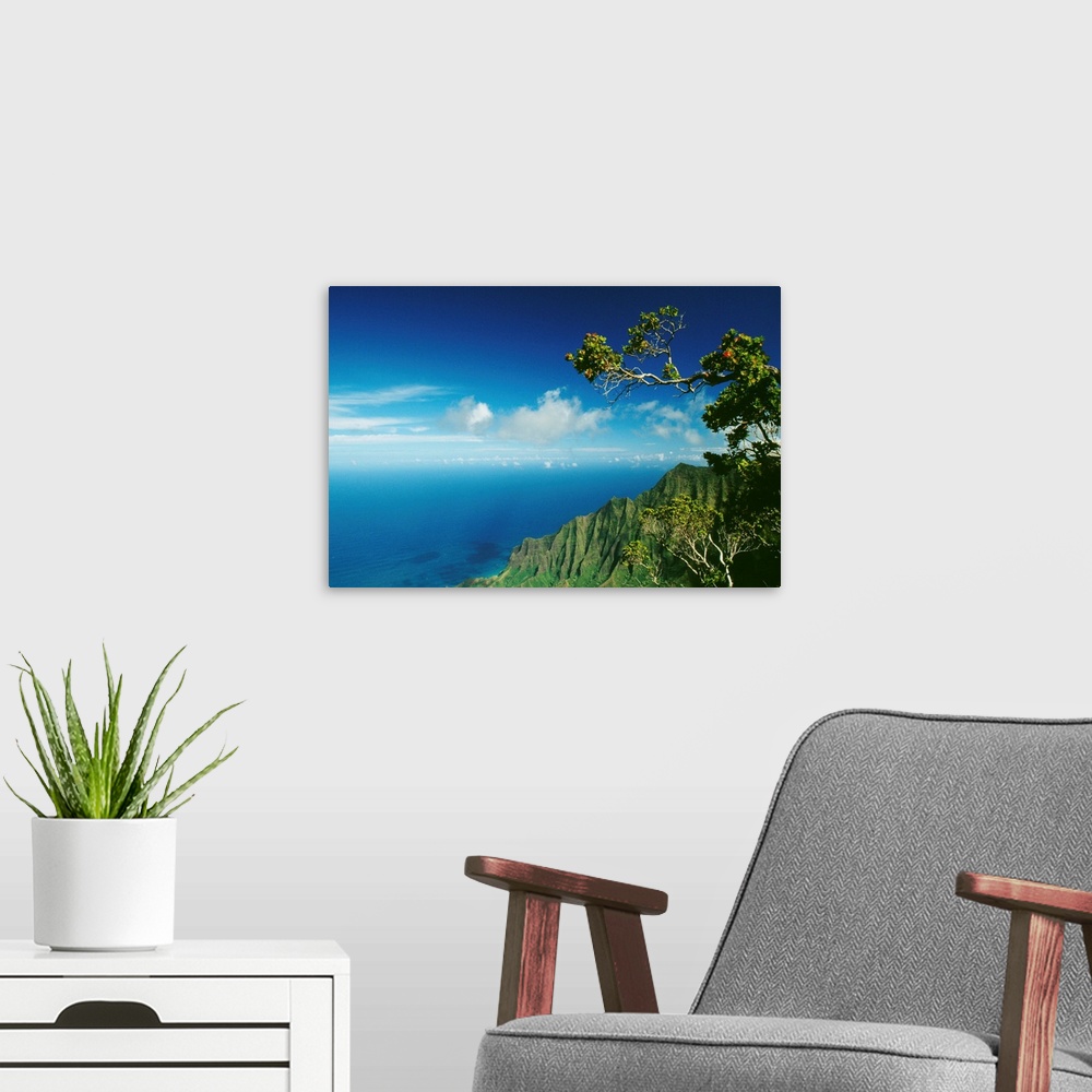 A modern room featuring Hawaii, Kauai, Napali Coast, Kalalau Valley Cliffs And Ocean